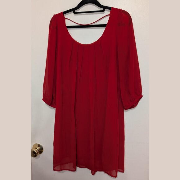 RED Vintage Honey Punch Chiffon Shift Dress, Size Small - Picture 1 of 4